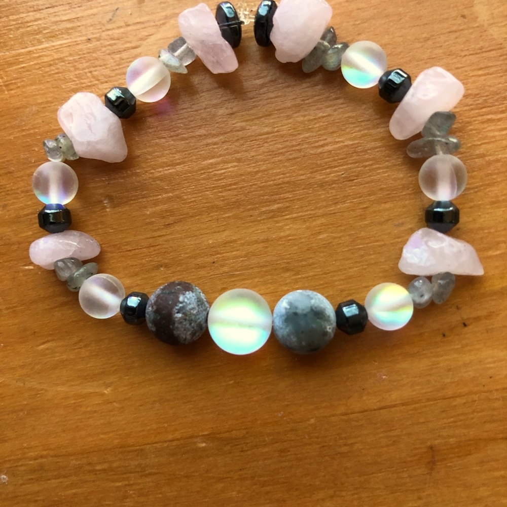 Handmade Crystal and Mermaid Glass Bracelet